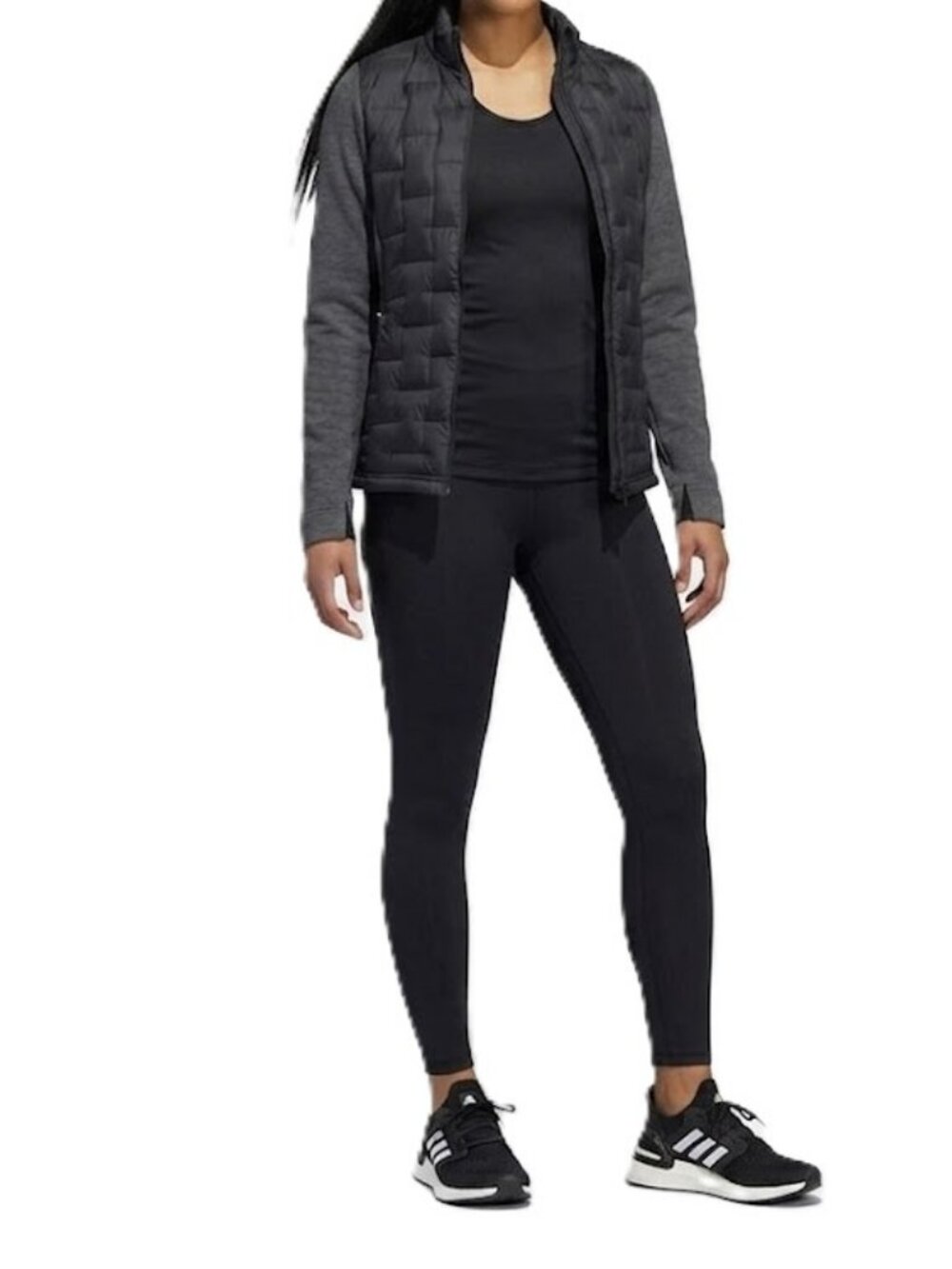 Adidas Lightweight Down Puffer Jacket Women’s Medium Grey Insulated EUC